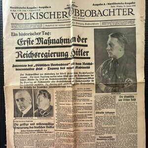 World War II Völkischer Beobachter, North German Edition 1933 Antique Newspaper